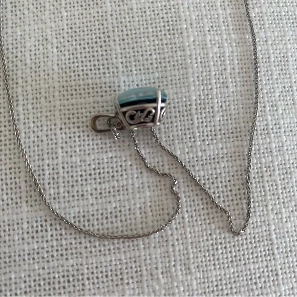 Blue Opal 14 K White Gold Necklace - Picture 4 of 9